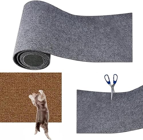 Kratzmatte für Katzen, Kletter-Katzenkratzer,DIY Zuschneidbare Selbstklebende Teppich-Katzenmattenunterlage, Teppich-Katzenkratzer-Möbelschutz (L,Light Gray) von DSXH