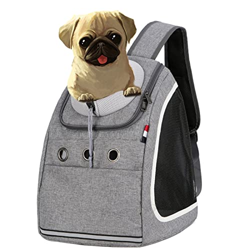 YCDZSW Katzen Hunde Rucksack Haustier vorne Brust Rucksäcke mit Komfortabel atmungsaktivem Head-Out-Design für Outdoor-Reisen/Radfahren/Wandern (Hellgrau,37x24x42cm) von YCDZSW