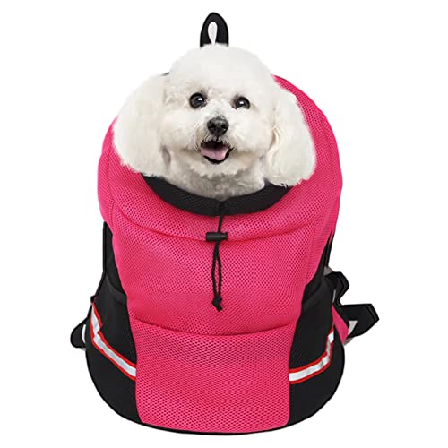 YCDZSW Katzen Hunde Rucksack Haustier vorne Brust Rucksäcke mit Komfortabel atmungsaktivem Head-Out-Design für Outdoor-Reisen/Radfahren/Wandern (L(3-4.5kg),Rosa) von YCDZSW