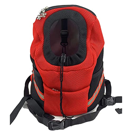 YCDZSW Katzen Hunde Rucksack Haustier vorne Brust Rucksäcke mit Komfortabel atmungsaktivem Head-Out-Design für Outdoor-Reisen/Radfahren/Wandern (L(3-4.5kg),Rot) von YCDZSW