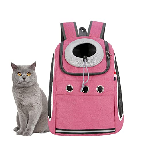 YCDZSW Katzen Hunde Rucksack Haustier vorne Brust Rucksäcke mit Komfortabel atmungsaktivem Head-Out-Design für Outdoor-Reisen/Radfahren/Wandern (Rosa,37x24x42cm) von YCDZSW