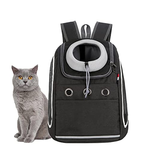 YCDZSW Katzen Hunde Rucksack Haustier vorne Brust Rucksäcke mit Komfortabel atmungsaktivem Head-Out-Design für Outdoor-Reisen/Radfahren/Wandern (Schwarz,37x24x42cm) von YCDZSW