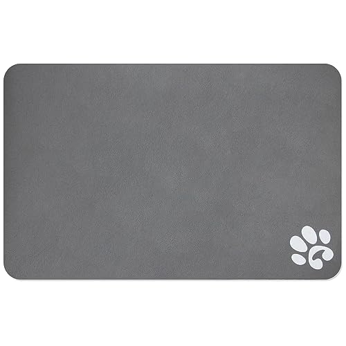 YCT Haustier-Futtermatte mit Kieselgur-Ledermatte, rutschfest, kein Spülen, Katzen- und Hundematte, super saugfähig und schmutzabweisend, Ruhe- und Schlafmatte, mit Fußabdruck-Logo, 61 x 42,9 cm, von YCT