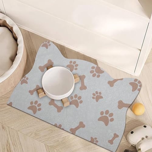 YCT Katzenfuttermatte, Hunde- und Katzenfutter-Futtermatte, saugfähige Hundematte für Futter und Wassernapf, keine Flecken, leicht zu reinigen, Haustierzubehör, 30 x 46 cm, Beige von YCT