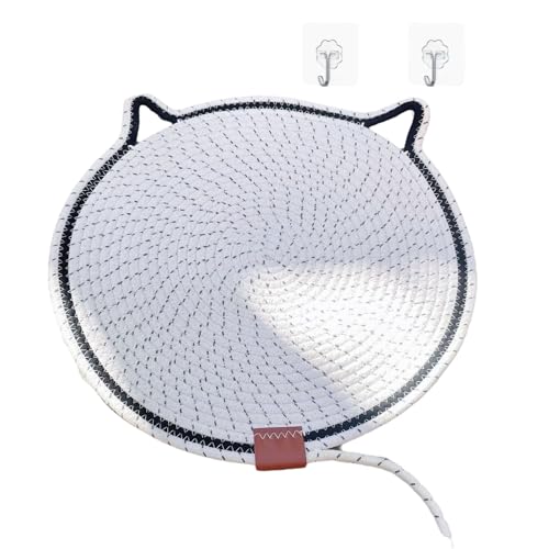 Pets ClawLoom Dual Scratching Pad, Katzenkratzspielzeug mit natürlichem Baumwollseil, Krallen- und Nagelschleifen für Hauskatzen (Weiß, 42 cm (16,5 Zoll)) von YCYATS