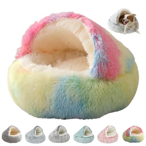 YCYATS KuschelhöHle Hund, Dr Pfoten KuschelhöHle, Groß Donut-Kuschelnest Waschbar Rutschfester Unterseite (Farbe, 100 cm) von YCYATS