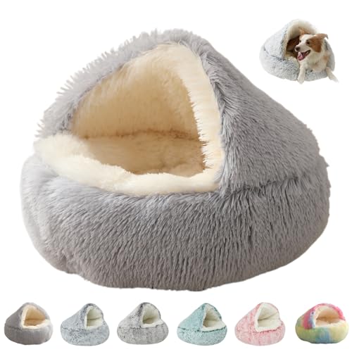 YCYATS KuschelhöHle Hund, Dr Pfoten KuschelhöHle, Groß Donut-Kuschelnest Waschbar Rutschfester Unterseite (Grau, 60 cm) von YCYATS