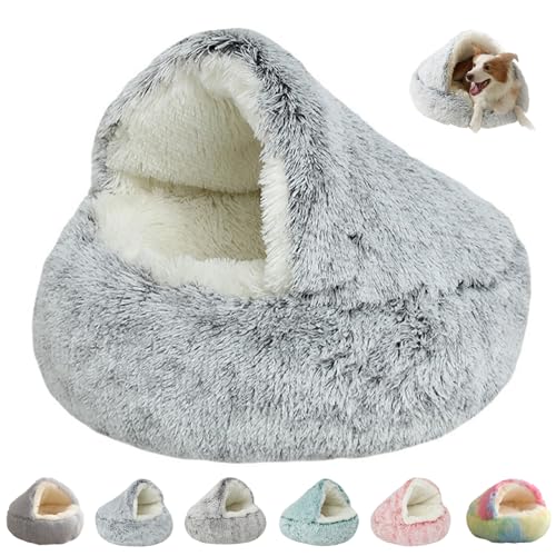 YCYATS KuschelhöHle Hund, Dr Pfoten KuschelhöHle, Groß Donut-Kuschelnest Waschbar Rutschfester Unterseite (Hellgrau, 60 cm) von YCYATS