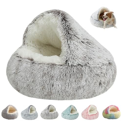 YCYATS KuschelhöHle Hund, Dr Pfoten KuschelhöHle, Groß Donut-Kuschelnest Waschbar Rutschfester Unterseite (Kaffee, 100 cm) von YCYATS