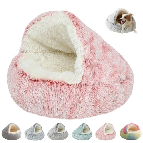 YCYATS KuschelhöHle Hund, Dr Pfoten KuschelhöHle, Groß Donut-Kuschelnest Waschbar Rutschfester Unterseite (Rosa, 60 cm) von YCYATS