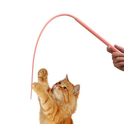 YCYATS Twiggle Tail Katzenspielzeug, Katzenangel Cat Toys, Natürliches Silikon, bricht Nicht (Rosa) von YCYATS