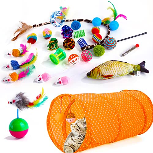 YCYUYK Katzenspielzeug Set Spiralfedern Sortierte Katzenbälle mit Glöckchen Knistern Pelz Katzenmaus Katzenspielzeug Variety Pack für Katzen Kätzchen Interaktives Set-10 von YCYUYK