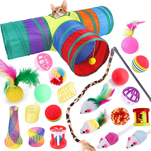 YCYUYK Katzenspielzeug Set Spiralfedern Sortierte Katzenbälle mit Glöckchen Knistern Pelz Katzenmaus Katzenspielzeug Variety Pack für Katzen Kätzchen Interaktives Set-11 von YCYUYK