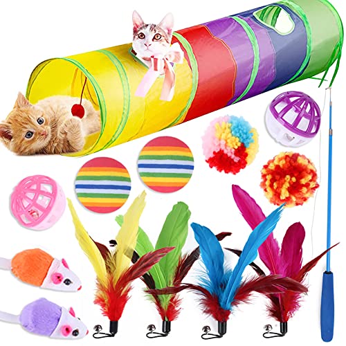 YCYUYK Katzenspielzeug Set Spiralfedern Sortierte Katzenbälle mit Glöckchen Knistern Pelz Katzenmaus Katzenspielzeug Variety Pack für Katzen Kätzchen Interaktives Set-15 von YCYUYK