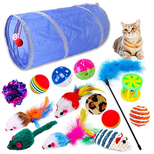 YCYUYK Katzenspielzeug Set Spiralfedern Sortierte Katzenbälle mit Glöckchen Knistern Pelz Katzenmaus Katzenspielzeug Variety Pack für Katzen Kätzchen Interaktives Set-18 von YCYUYK