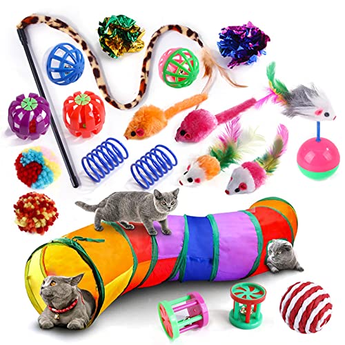 YCYUYK Katzenspielzeug Sortiert Set Langlebiges Interaktives Katzenspielzeug, Katzenstab, Glockenball, Maus Frühling Katzentunnel, Variety Pack für Kitty Baumwollball Kätzchen Spielzeug Combo Set-13 von YCYUYK