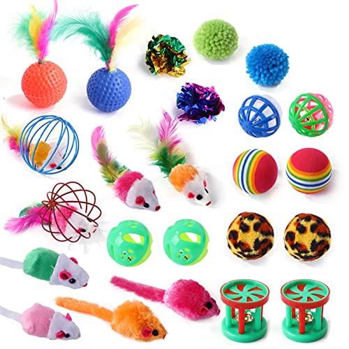 YCYUYK Katzenspielzeug Sortiert Set Langlebiges Interaktives Katzenspielzeug, Katzenstab, Glockenball, Maus Frühling Katzentunnel, Variety Pack für Kitty Baumwollball Kätzchen Spielzeug Combo Set-8 von YCYUYK