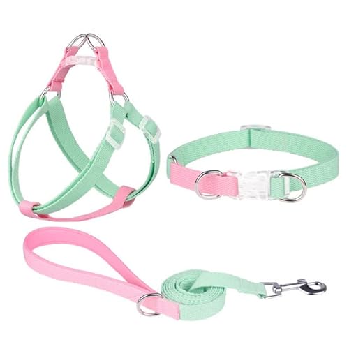 Hundegeschirr, Leine, Halsband-Set, kein Ziehen, verstellbar, Nylon, für kleine und große Hunde, Leine, französische Bulldogge, Spaziergänge von YEAG