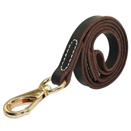 Hundeleine aus echtem Leder, für große Hunde, Trainingsleine, 110 cm lang, 1,6 cm breit, 2 cm, Schwarz / Braun von YEAG