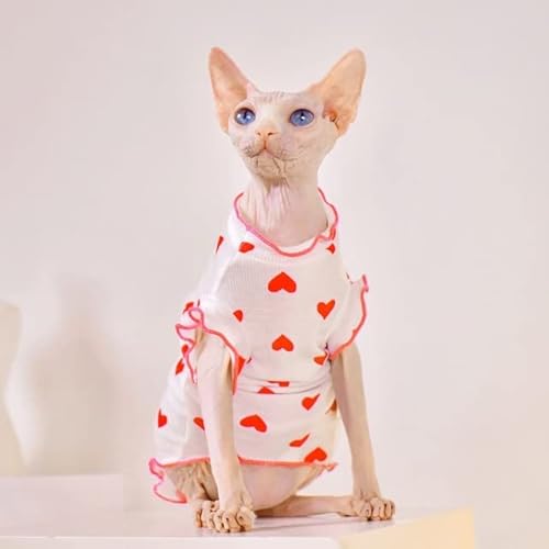 Niedliches Herzmuster-Pullover, Baumwolle, Bonaweite Sphynx, haarlose Katzenkleidung, Katzenkleidung, Shirt, Bekleidung für Cornish Rex Devon von YEAG