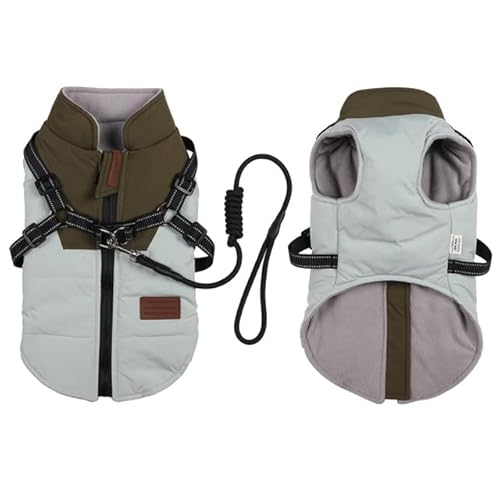 Winter Haustier Hund Jacke Mit Geschirr Seil Warme Kleidung Wasserdicht Mantel Für Kleine Mittlere Große Chihuahua Französische Bulldogge Outfits von YEAG