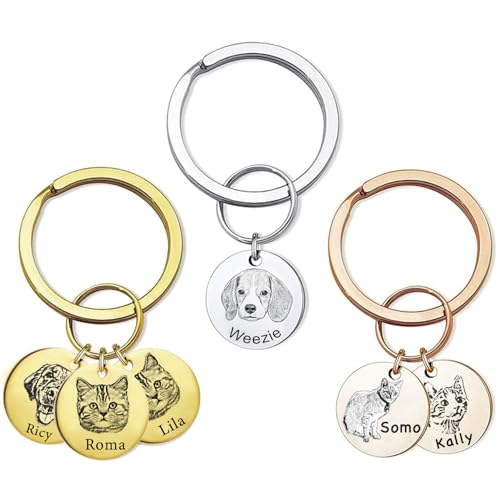 YEAHLEE Benutzerdefinierte Haustier Porträt Schlüsselanhänger Pet Memorial Geschenk Handmade Katze Schlüsselanhänger Hund Schlüsselanhänger Souvenirs von YEAHLEE