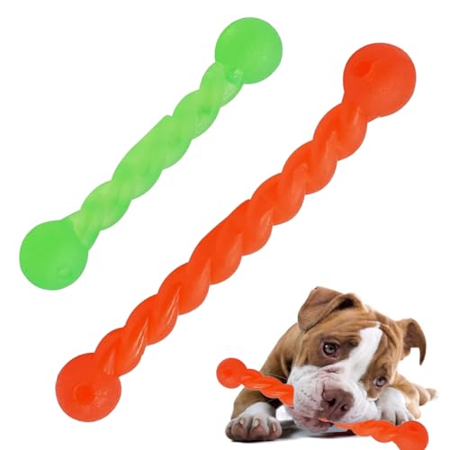 2 Pieces Hundespielzeug Für Zähne, Hundespielzeug Gummi, Gummi Spirale Kauknochen, Hundemolarenstab Welpen Intelligenzspielzeug Weich Beißwiderstand, Hundezahnbürste Haustier Mundpflege, 18cm+28cm von YEAPEAK