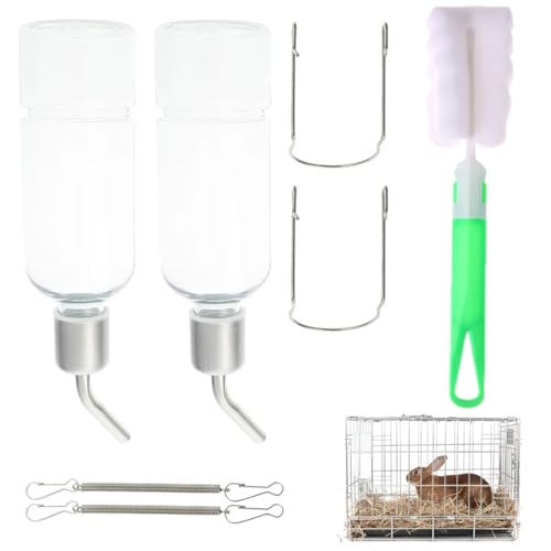 Trinkflasche Kaninchen, Kaninchen Wasser Flaschen, Hamster Trinkflasche, Haustiere Wasserflaschen Für Kaninchen Meerschweinchen Hamster Chinchillas, 2 STK Trinkflasche + 1reinigungsbürste,350ml*2 von YEAPEAK