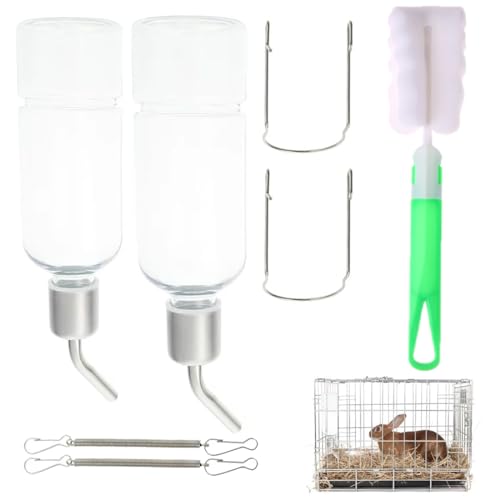 Trinkflasche Kaninchen, Kaninchen Wasser Flaschen, Hamster Trinkflasche, Haustiere Wasserflaschen Für Kaninchen Meerschweinchen Hamster Chinchillas, 2 STK Trinkflasche + 1reinigungsbürste,180ml+350ml von YEAPEAK