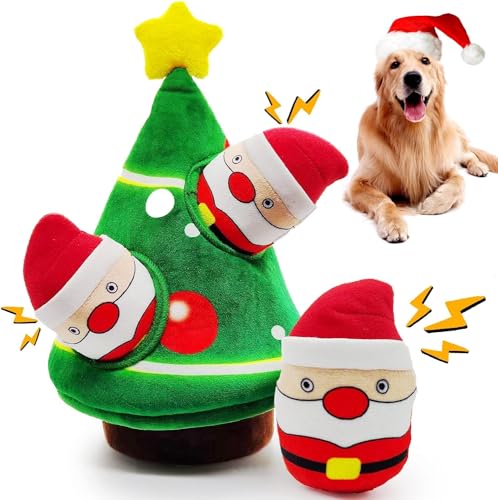 YEENER Interaktive Hundespielzeug Weihnachten Intelligenz mit 3-Quietschend, Hundespielzeug Unzerstörbar Crinklepapier Schnüffelteppich für Hund Plush Schnüffelspielzeug für Mittlere und Kleine von YEENER