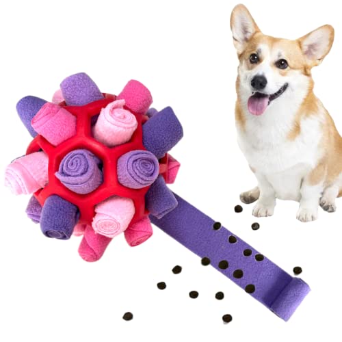 YEENER Schnüffelball für Hunde Hundespielzeug Unzerbrechlich Ball Interaktives Spielzeug Snuffle Toys Haustier Puzzle Ball Toy für Kleine Mitte Groß Hunde (Rosa Violett, Orbicular-20CM) von YEENER