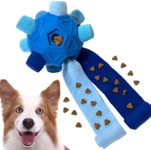 YEENER Upgrade Schnüffelball für Hunde Hundespielzeug Unzerbrechlich Ball Interaktives Spielzeug Snuffle Toys Haustier Puzzle Ball Toy für Kleine Mitte Groß Hunde (Blau, Orbicular-15CM) von YEENER