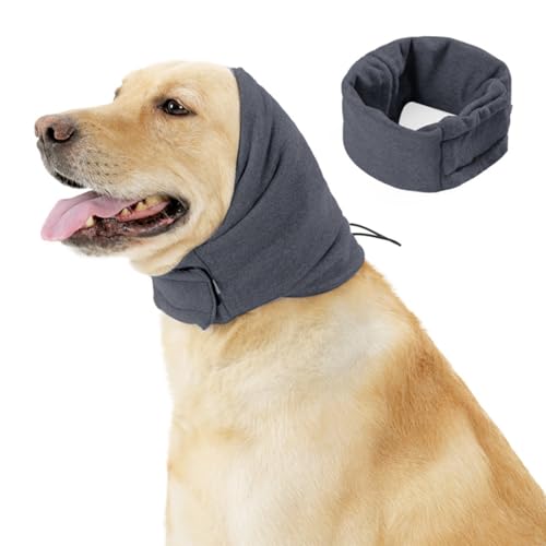 Beruhigender Hunde-Kapuzenpullover, Ohrenschützer für Hunde, Geräuschschutz, Kopfband zur Geräuschunterdrückung, Hundeohrenschutz für Bad, Gewitter für Hunde, Angstlinderung (Grau, Größe M) von YEHOOM