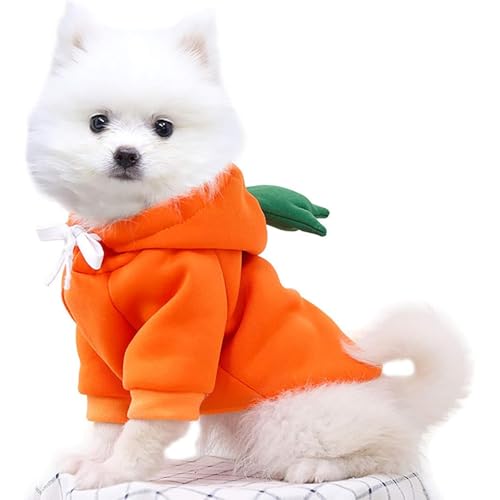 Hunde-Kapuzenpullover, warme Hunde-Winterkleidung, niedlicher Obst-Hundemantel für kleine Hunde, warme Herbst-Winter-Hundekleidung (Orange, Größe L) von YEHOOM