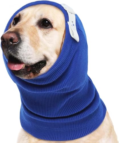 YEHOOM Beruhigender Kapuzenpullover für Hunde, Ohrwickel für Hunde, Katzen, Hunde, beruhigender Kapuzenpullover, Angstlinderung, Schutz, Feuerwerk, Ohrenschützer (Blau, L (Kopfumfang: 45 cm) von YEHOOM