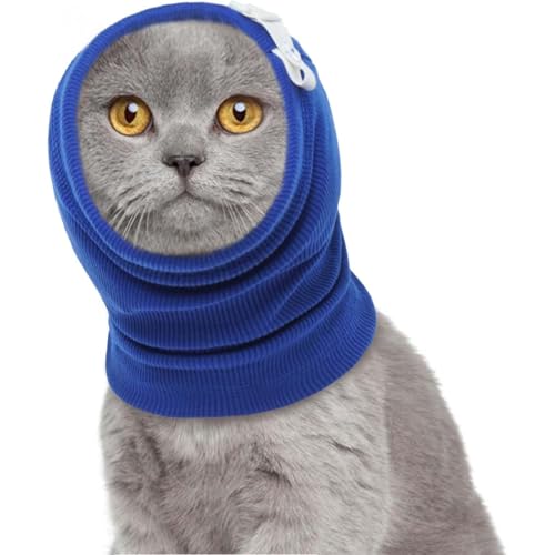 YEHOOM Beruhigender Kapuzenpullover für Hunde, Ohrwickel für Hunde, Katzen, Hunde, beruhigender Kapuzenpullover, Angstlinderung, Schutz, Feuerwerk, Ohrenschützer (Blau, S (Kopfumfang: 9,4) von YEHOOM