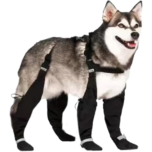 YEHOOM Hundeschuhe für große Hunde, Regenstiefel für Hunde, wasserdichte Hundestiefel mit Hosenträgern, rutschfeste Hundeschuhe, reflektierende Hundestiefel, mittelgroße Hundestiefel und Pfotenschutz von YEHOOM