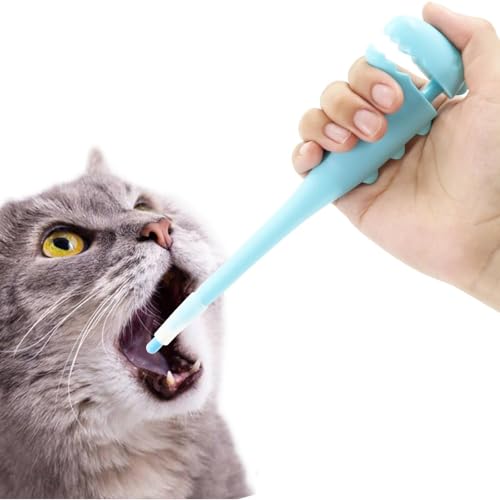 YEHOOM Pillenspender für Haustiere, Pillenpistole, orale Tabletten-Kapsel, Silikonspritzen mit weicher Spitze für Katzen, Hunde, Kleintiere (blau) von YEHOOM