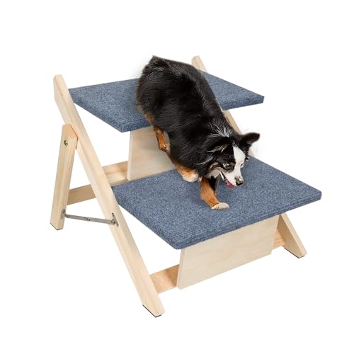 YEMOO Hunderampen, Haustiertreppe für Hochbett, faltbare Haustierleiter für Auto, Hundetreppe für Hunde bis zu 50 kg, keine Montage erforderlich (46 cm L x 40 cm B x 34 cm H – 2 Stufen) von YEMOO