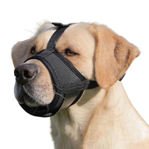 Maulkorb mit drei Riemen, für kleine und mittelgroße Hunde, verstellbarer weicher Air-Mesh-Maulkorb mit reflektierenden Streifen, atmungsaktiv, trinkbar, Anti-Bellen, Kauschlaufe, Haustier-Maulkorb, von YENOVO