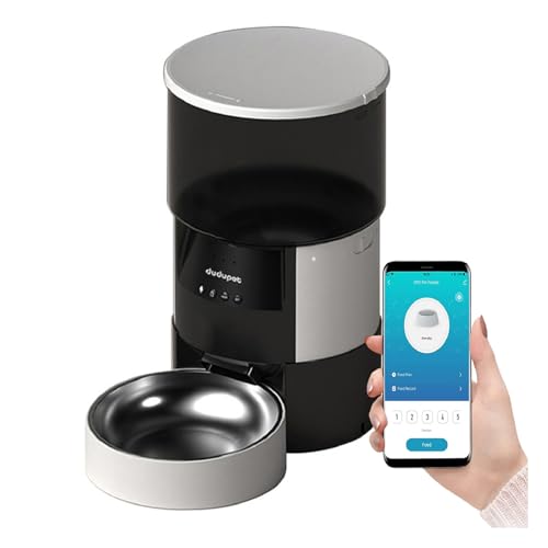 YENTAKE Futterautomat Katze Intelligenter Katzenfutter Automat APP-Steuerung, 1-10 Mahlzeiten pro Tag, Automatischer Hunde Katzen Futterautomaten, mit Edelstahlnapf, 3 L Schwarz (WiFi Stil) von YENTAKE