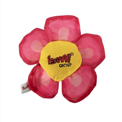 YEOWWW Katzenminze-Spielzeug für Katzen, organisches Gänseblümchenform, knisterndes Katzenspielzeug, langlebig und sicher, für Innen- und Außenbereich, Rosa, 12 cm von YEOWWW