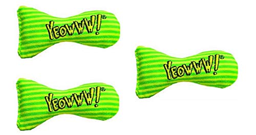 Yeowww! DuckyWorld Katzenspielzeug aus 100 % Bio-Katzenminze, Blattblume, gelbe und grüne Streifen, Sardinen, Katzenspielzeug, Katzenspielzeug (3 Stück) von YEOWWW