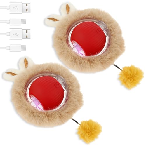 YERENCY 2pcs Silicon pc catball mit kabelkompakt bissfest bewegender Katzenmulti -Modi Interaktiver Katzenspielzeugkugel mit eingebauter Batterie für gelangweilte Innenräume Erwachsene Katzen(Rot) von YERENCY