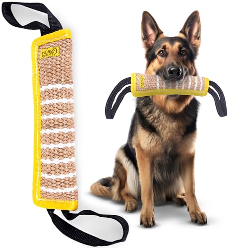 YES4QUALITY Hunde-Schlepperspielzeug (30,5 x 8 cm), langlebiges Ziehspielzeug mit 2 weichen und starken Griffen, Robustes Jute-Trainingsspielzeug für mittelgroße bis große Hunde von YES4QUALITY