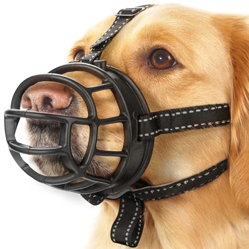 Bozal para perro Yes4Quality (mediano, negro), cómodo bozal de cesta con correas ajustables, cubierta segura para la boca de la jaula para evitar morder, masticar y comer no deseados von YES4QUALITY
