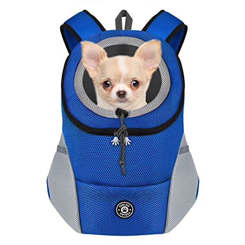 YESLAU Hunde-Rucksack-Tragetasche für kleine mittelgroße Hunde, Reisetasche, Frontpackung, atmungsaktiv, verstellbar, mit Sicherheits-Reflektorstreifen für Wandern, Outdoor-Katzen von YESLAU