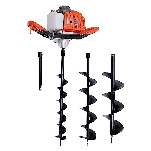 YESTAIM 71CC Trench Digger Fence Pile Excavator Petrol Drill Professional Cordless Earth Auger Orange, Schwarz für die Installation von Zaunpfählen, Versorgungsmasten von YESTAIM