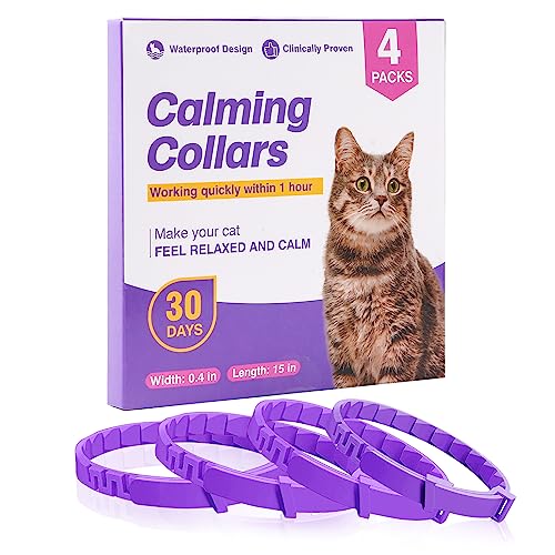 4 Pcs Pheromone Katzen Beruhigende Halsbänder Katze Calming Collar Cat Catcomfort Starter-Kit Lindern Stress und Angstlinderung verstellbare Anti Stress Katzenhalsband Ruhiges Katzenhalsband Verhalten von YFCACT