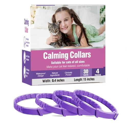 Beruhigendes Halsband für Katzen beruhigende Halsbänder lindert Trennungsangst bei Katzen und lindert Stress Katzen-Anti-Stress-Halsband verstellbares wasserdichtes Katzen-Halsband 38,1 cm 4er-Pack von YFCACT